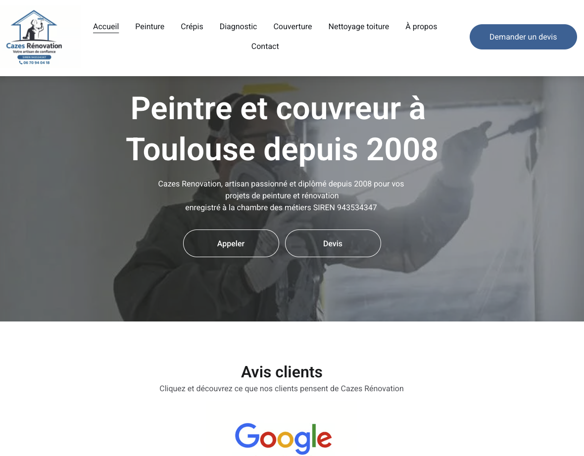 Aperçu du site Cazes Rénovation